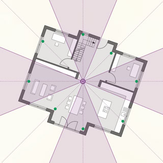 Grundriss mit den 8 Vastu-Himmelsrichtungen