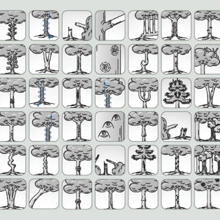 Schemenzeichnungewn von Baumwuchsformen